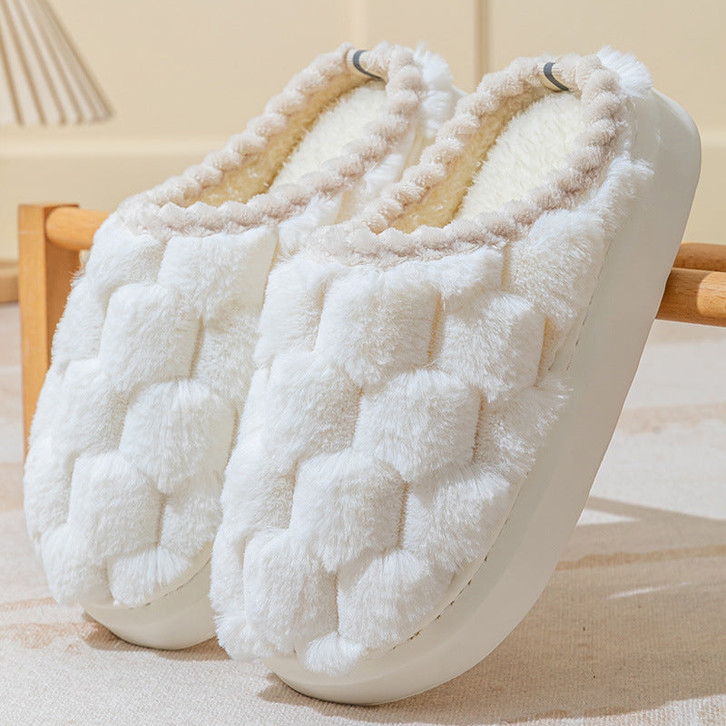 Zapatillas de algodón antideslizantes y cómodas para mujer con suela gruesa