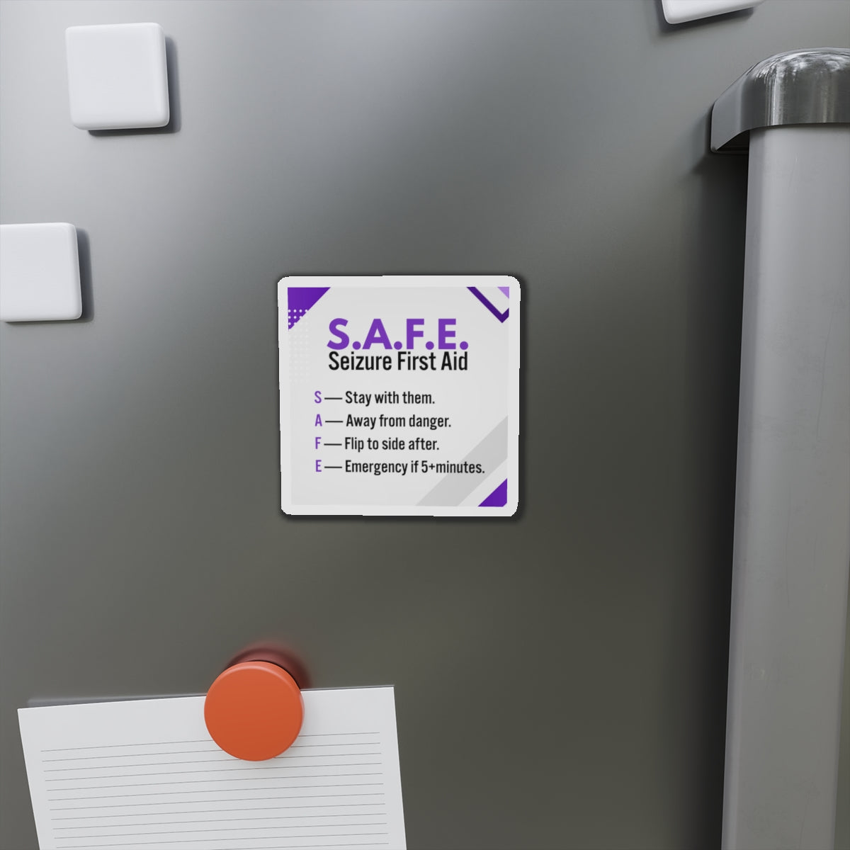 Imán de Primeros Auxilios para Convulsiones S.A.F.E. - Guía de Concienciación sobre la Epilepsia