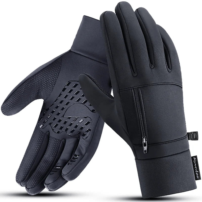 Outdoor warm cold windproof riding gloves touch screen windproof and anti-skid women's velvet full finger gloves - Korvel
