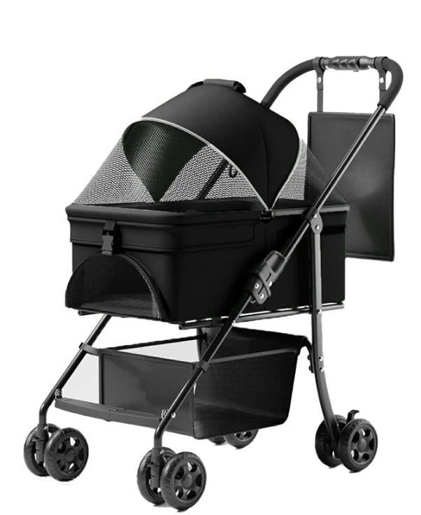 Poussette pour chien 2-en-1 pliable avec transporteur amovible