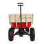 Outdoor Wagon All Terrain Pulling w/Wood Railing Air Tires Children Kid Garden（Red） - Korvel