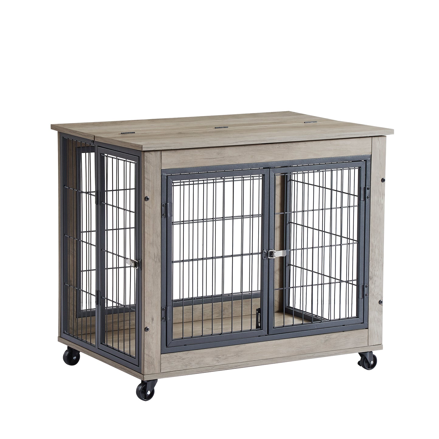 Elegant Grey Furniture Dog Cage Crate with Double Doors