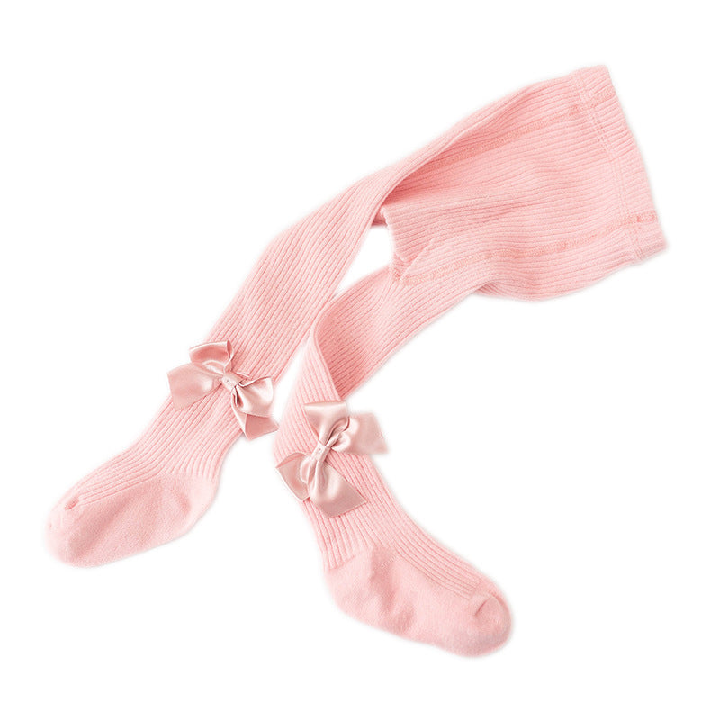Spring And Autumn New Children's Pantyhose Bow Cotton White Baby Socks Medium Thick Foreign Girl Leggings - Korvel
