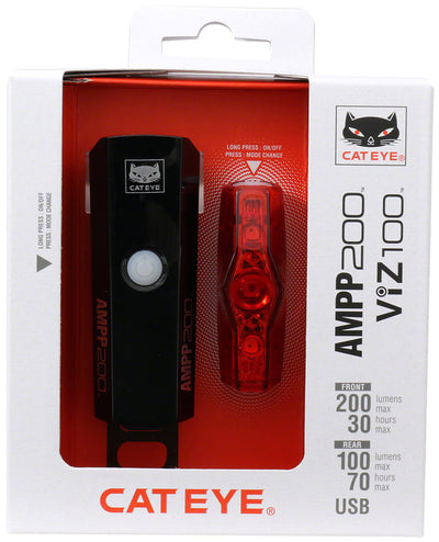 Cateye AMPP200 & VIZ100 Headlight and Taillight Set