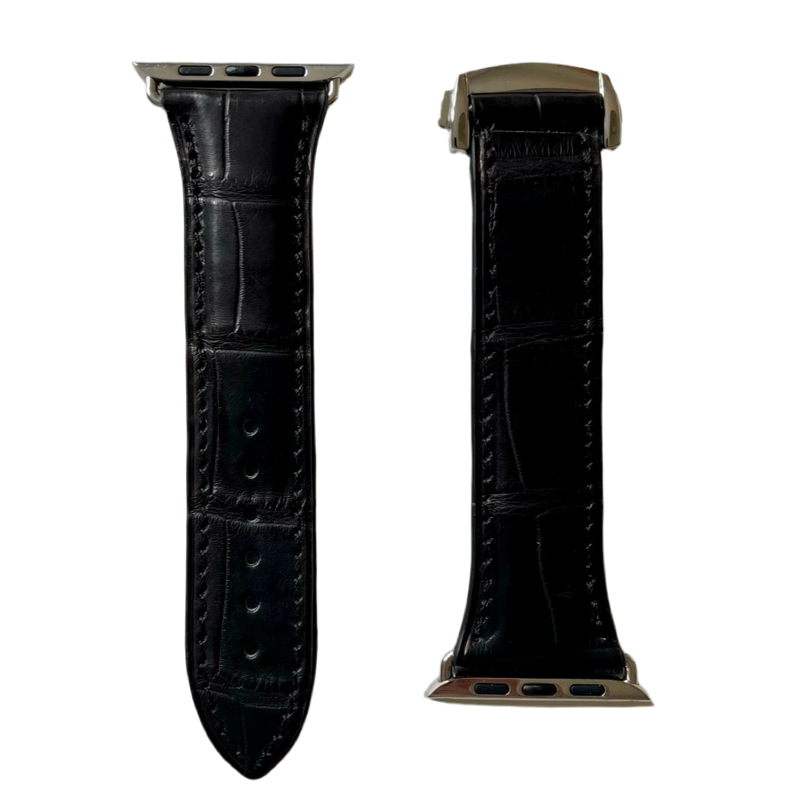 Bracelet Apple Watch en alligator noir mat