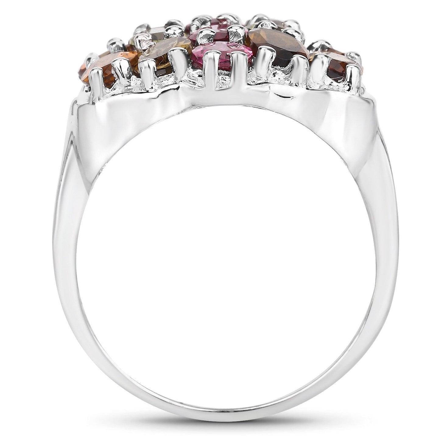 5.89 Carat Multi Tourmaline Sterling Silver Cocktail Ring