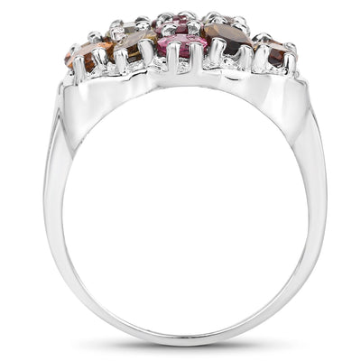 5.89 Carat Multi Tourmaline Sterling Silver Cocktail Ring