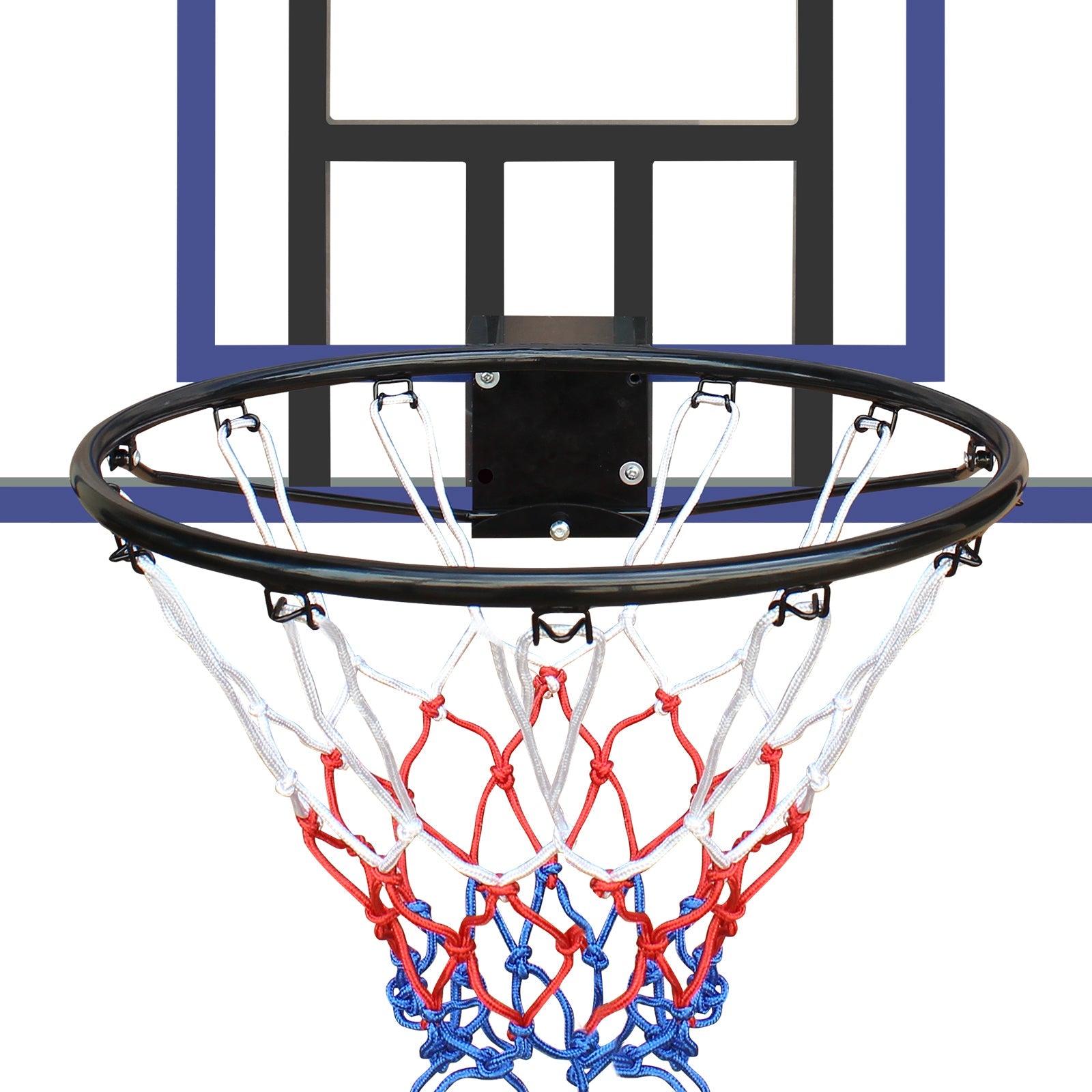 Wall mounted basketball basket, 45 x 29 inch shatterproof back, foldable basketball basket, all-weather mesh fabric - Korvel