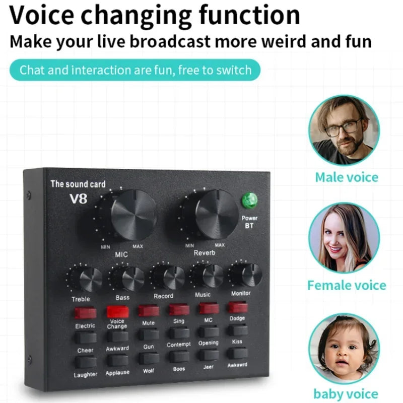 V8 Professional Sound Card and Podcast Equipment Bundle