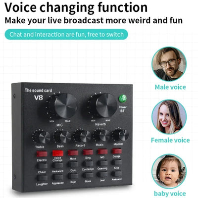 V8 Professional Sound Card and Podcast Equipment Bundle