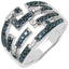 0.59 Carat Blue & White Diamond Sterling Silver Engagement Ring