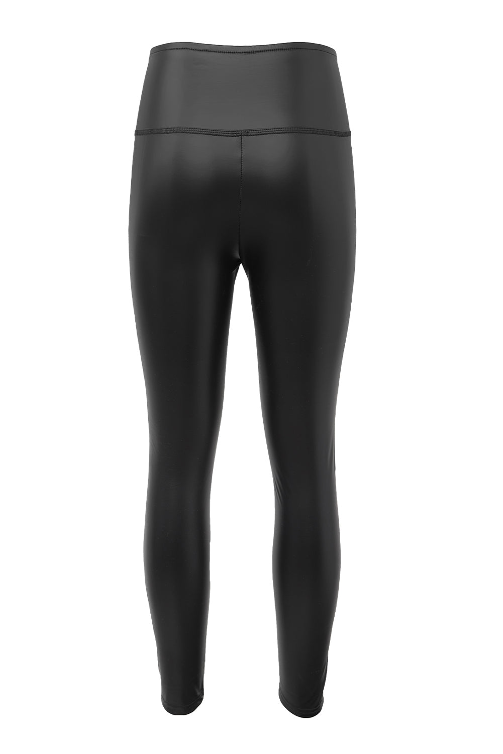 Black Faux Leather High Waist Leggings - Korvel