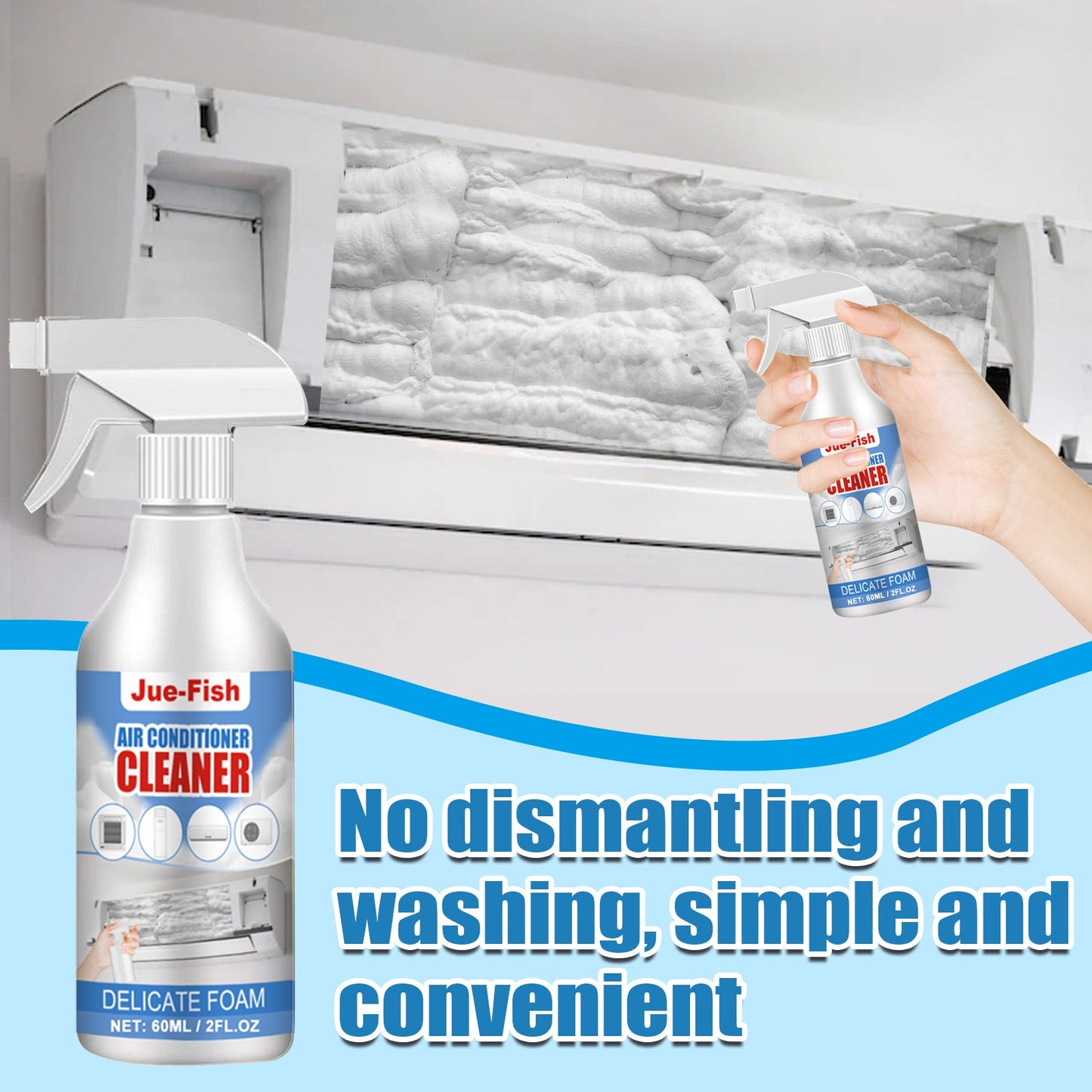 Nettoyant d'Air Conditionné Premium Sans Odeur - Solution Mousse Non-Démontable