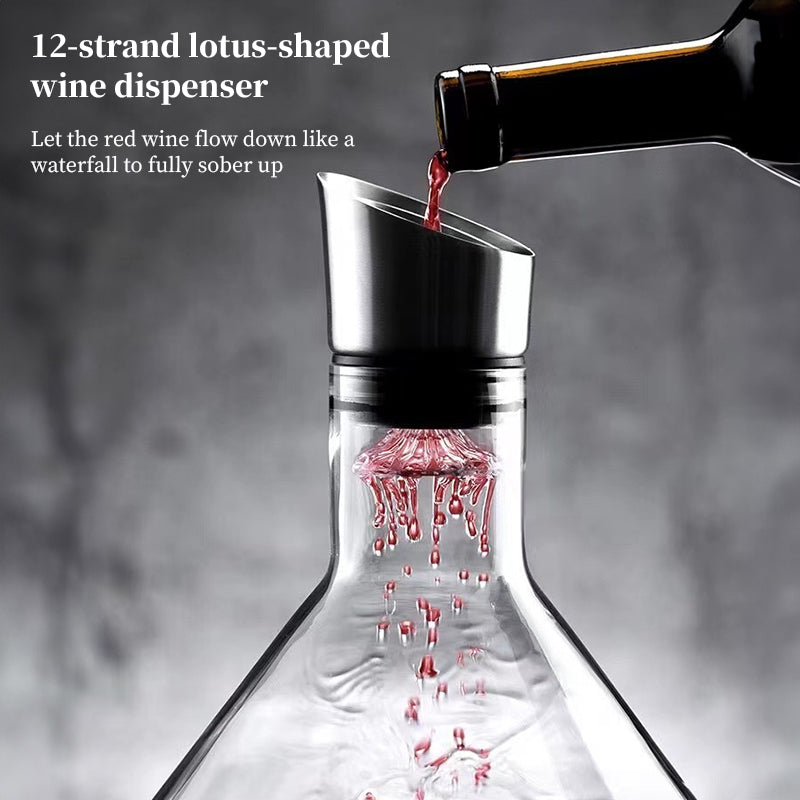 1500ML Hand - blown Crystal Wine Decanter with Built - in Aerator Pourer, ideal for red wine. - Korvel