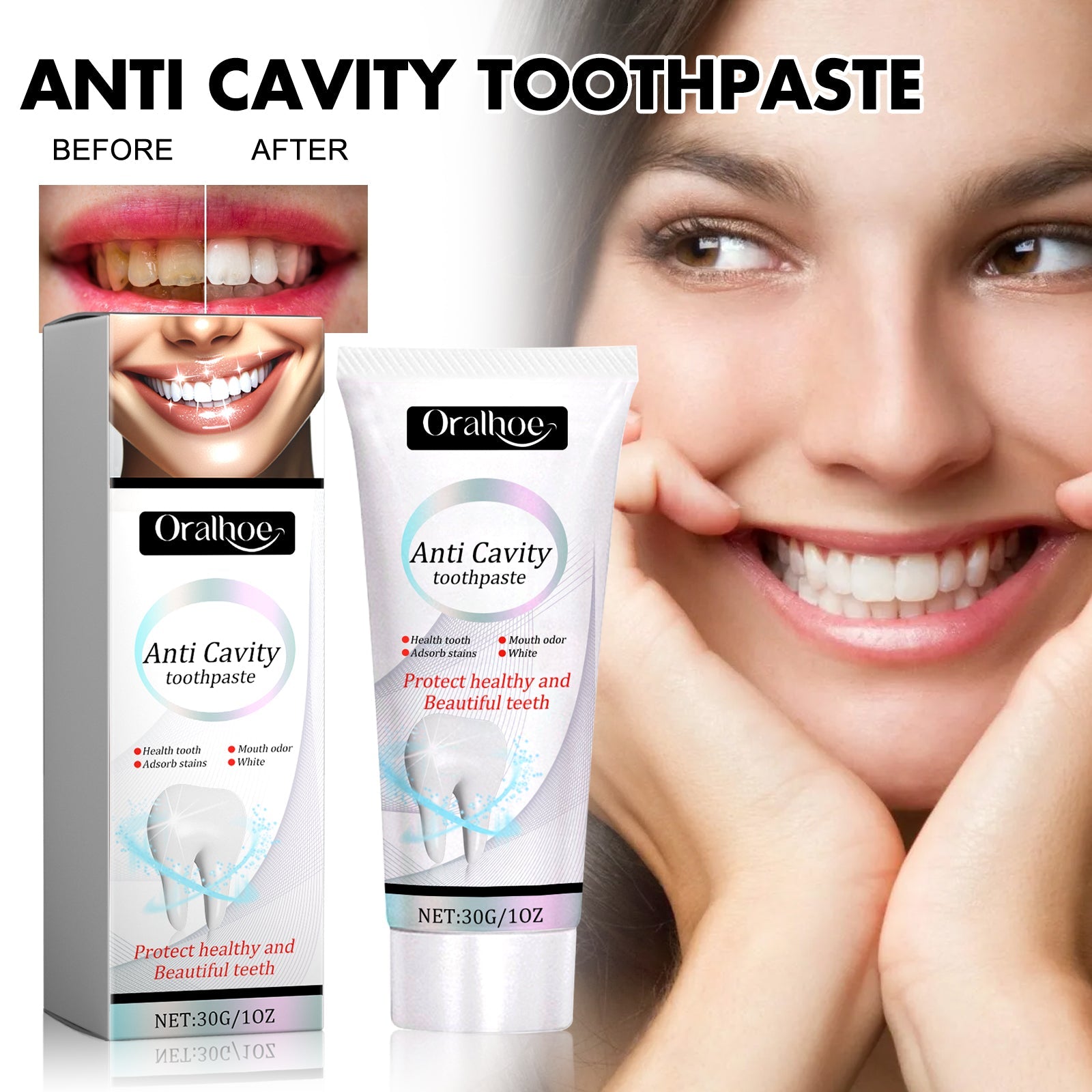 Anti Cavity Toothpaste, Deep Clean Tartar Stain Whitening Mouth Protection Fresh Breath Cleaning Toothpaste - Korvel