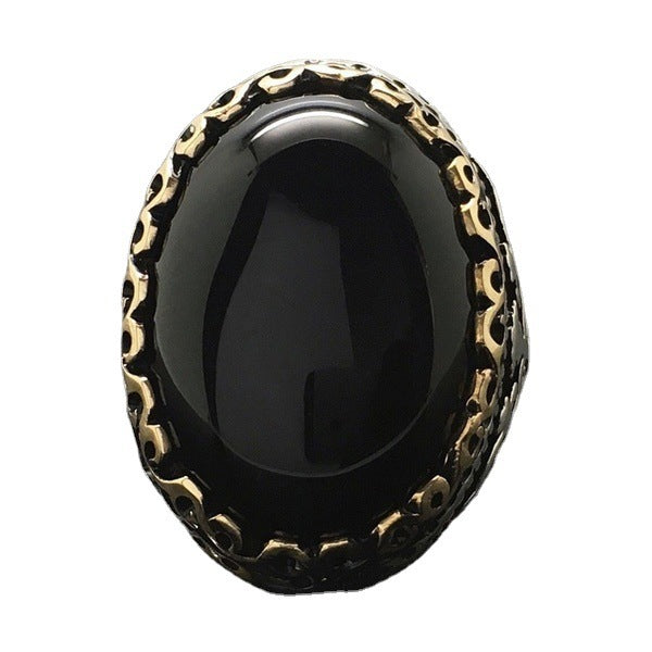 925 Thai Silver Black Zircon Plated Ring with Goose Egg Color Separation - Korvel