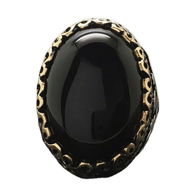 925 Thai Silver Black Zircon Plated Ring with Goose Egg Color Separation - Korvel
