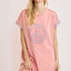 Vestido Mini de Manga Corta con Apliques de Cuadros de Paz para Mujeres