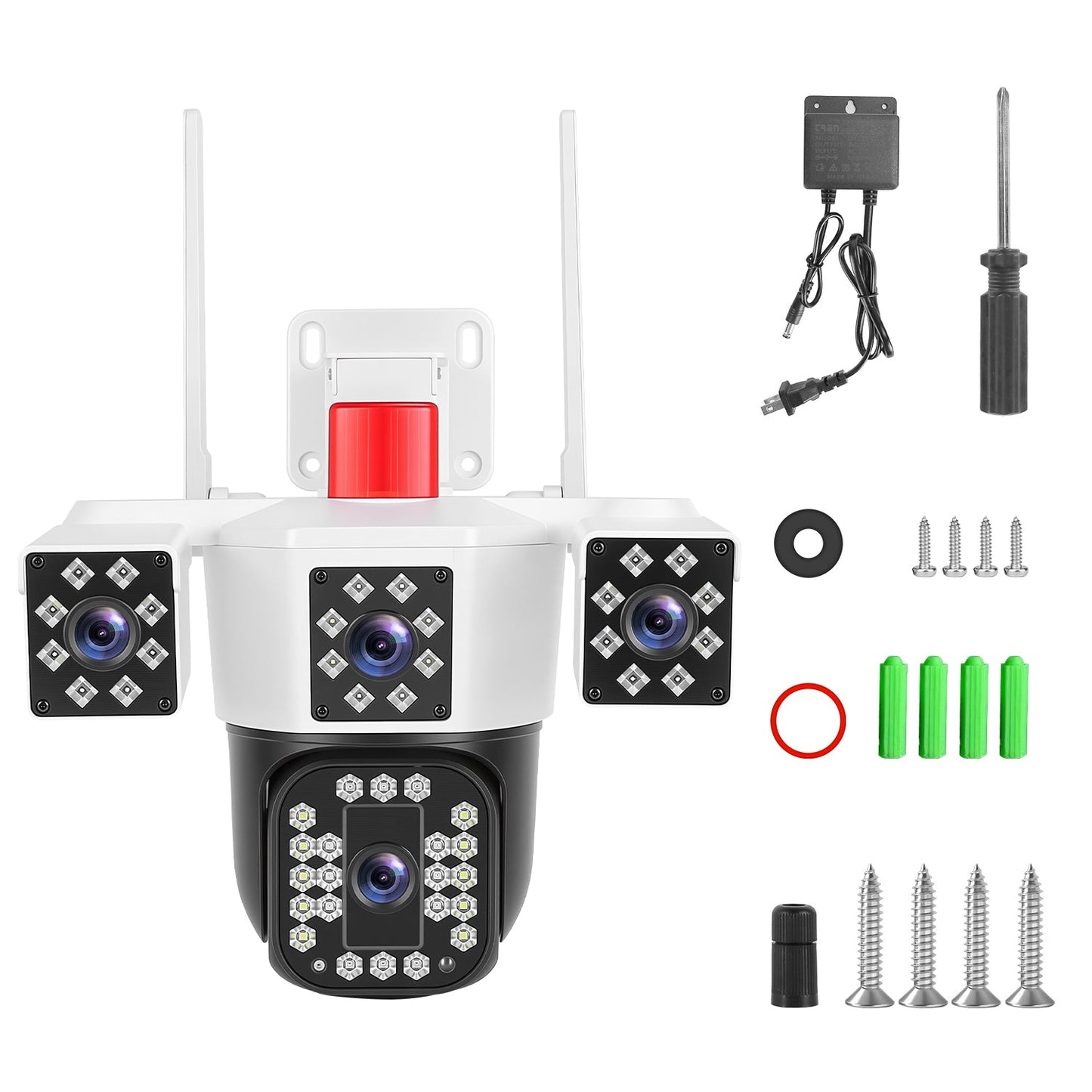 Cámara de vigilancia WiFi 4 lentes 1080P HD con visión nocturna
