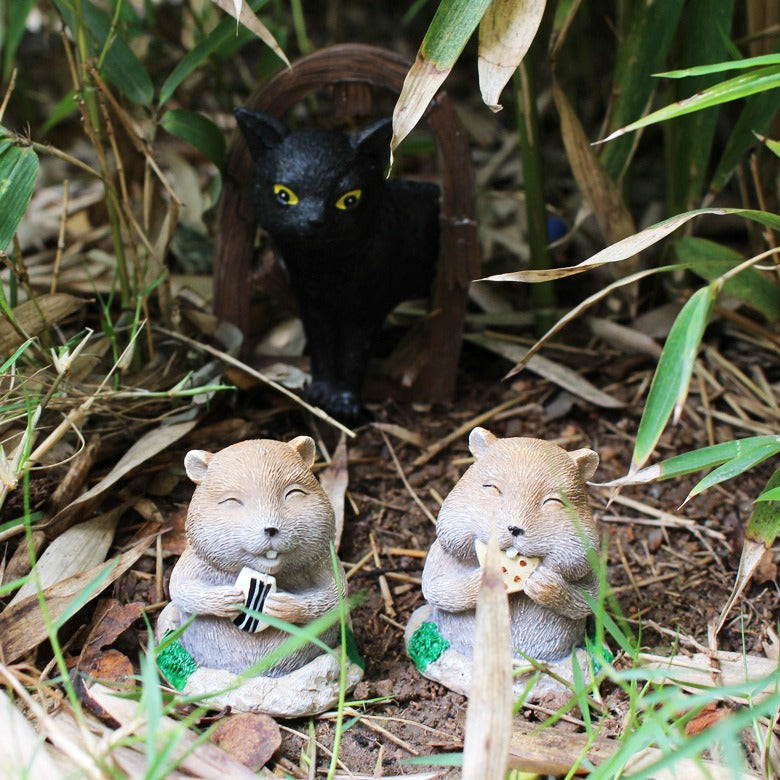 Charming Cat and Mole Decorative Garden Ornaments