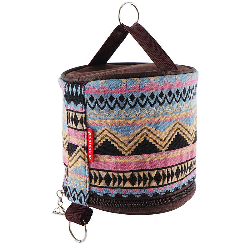 Outdoor camping folding ethnic style paper box storage bag car roll paper tissue box small cloth bag storage bag - Korvel
