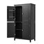 Elegant Black Bathroom Floor Storage Cabinet with Adjustable Shelves