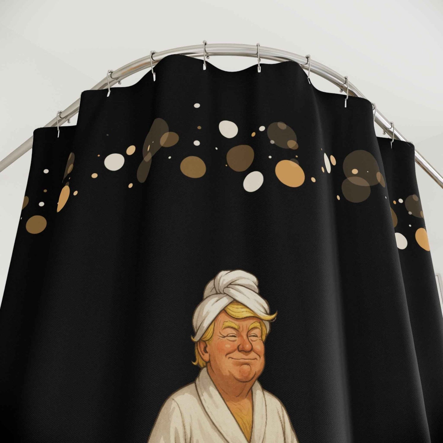 Presidential Parody Shower Curtain - Black & Gold Design