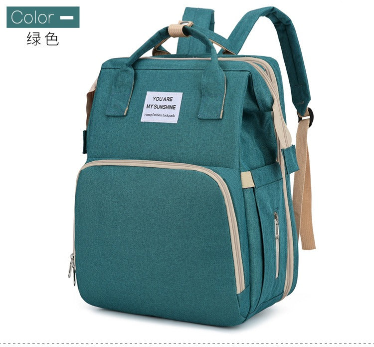 Portable Foldable Bed Mommy Bag For Going Out Lightweight And Large Capacity Mother And Baby Bag Backpack - Korvel