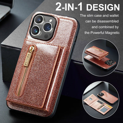 Coque de protection portefeuille M3 Glitter pour iPhone 14 Pro Max
