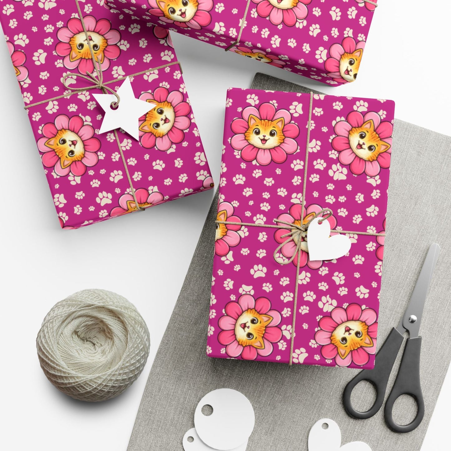 Pink Cat Blossom Gift Wrap | Adorable Cat Lover Wrapping Paper