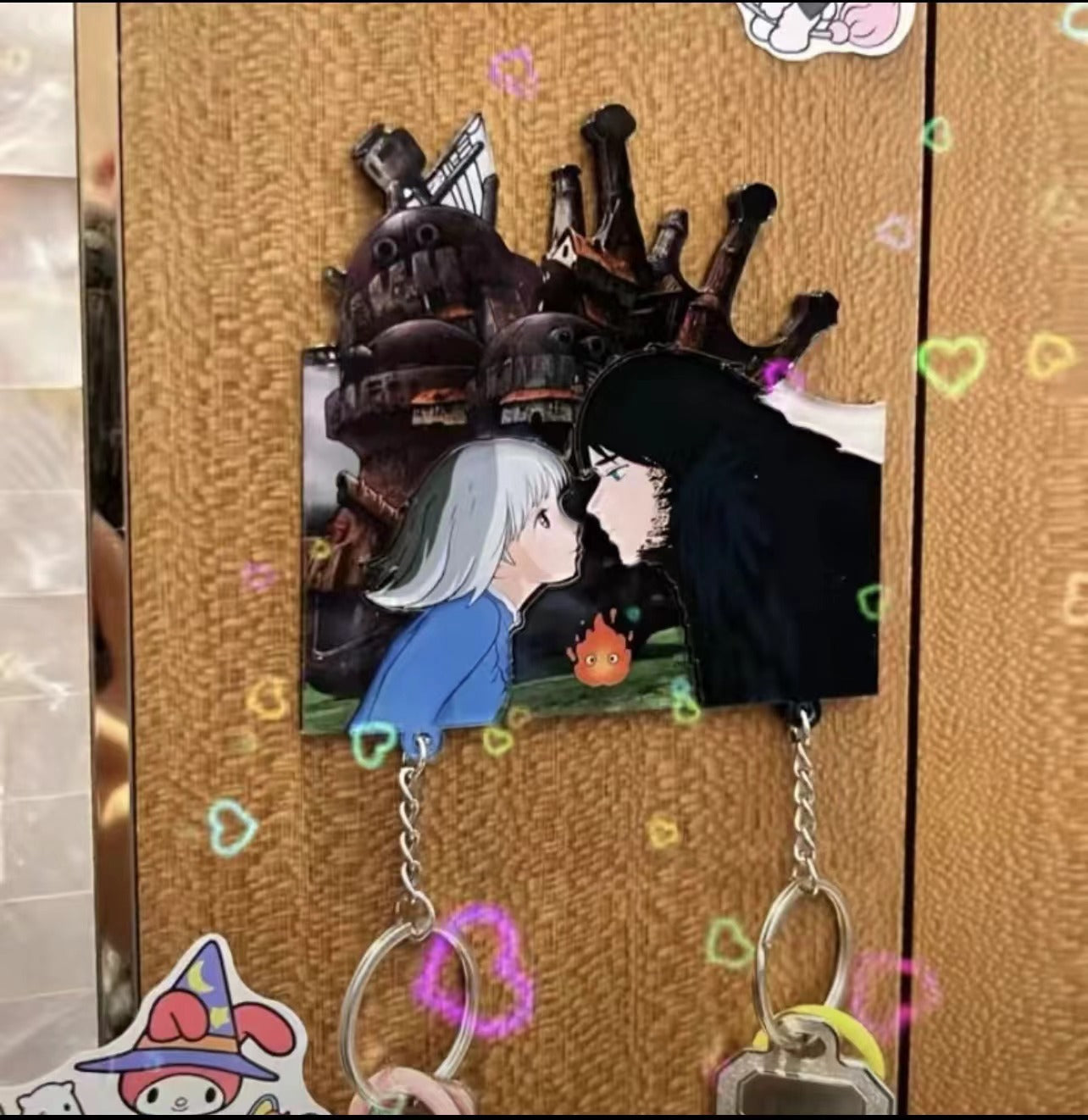 Crayon Shin chan couple keychain refrigerator sticker Simpson family flying house travel notes mobile castle couple pendant - Korvel