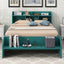Wood Full Size Platform Bed with 2 Drawers, Storage Headboard and Footboard, Dark Green - Korvel