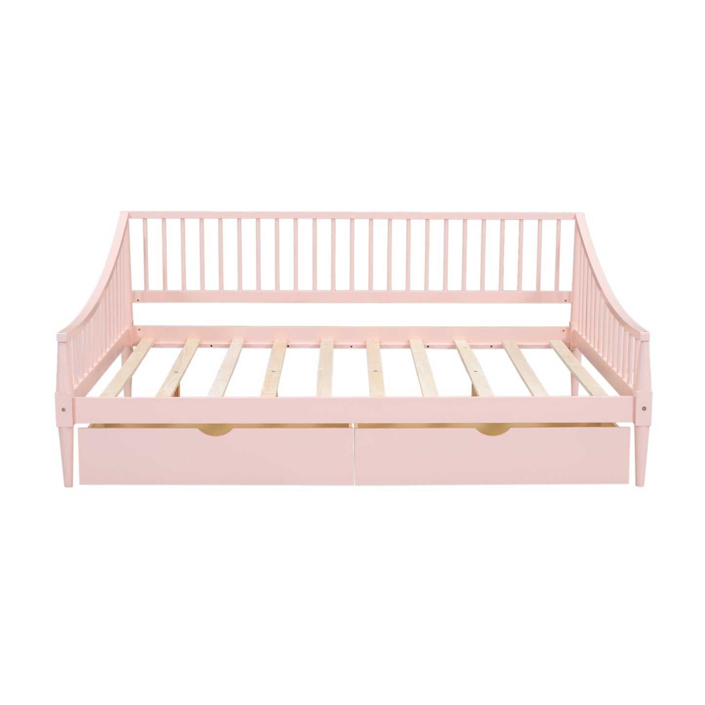 Full Size Daybed with Two Storage Drawers and Support Legs Pink - Korvel