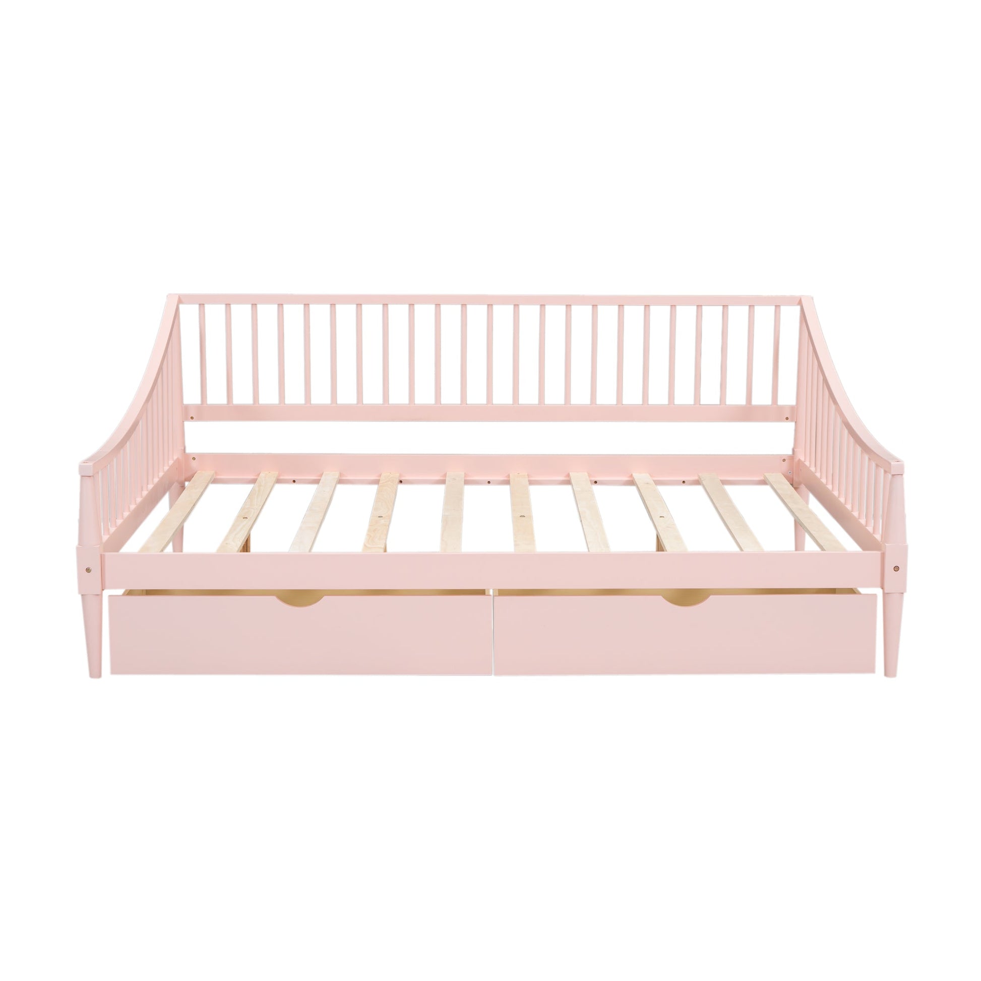 Full Size Daybed with Two Storage Drawers and Support Legs Pink - Korvel