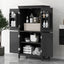 Elegant Black Bathroom Floor Storage Cabinet with Adjustable Shelves