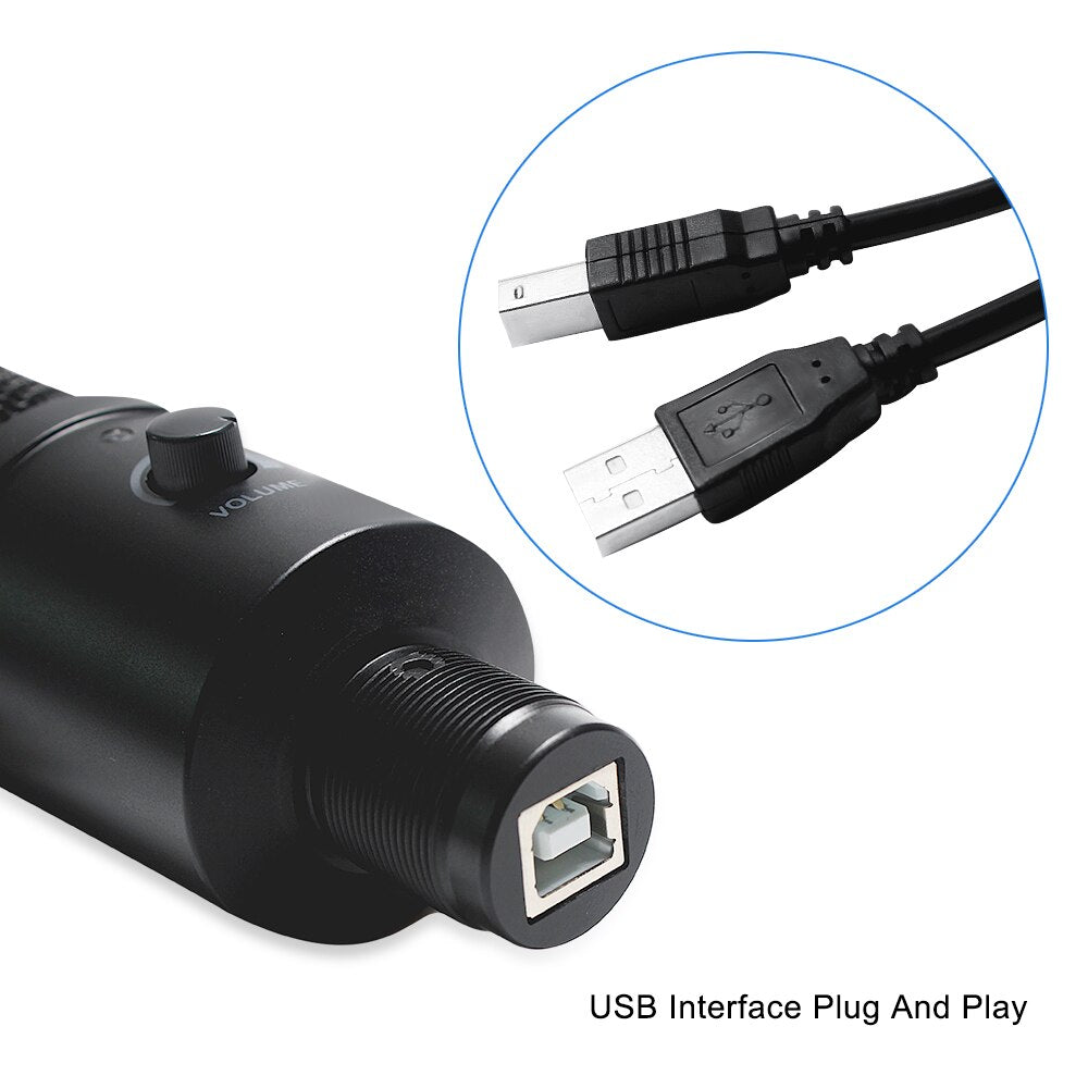 Professional USB Condenser Microphones For PC Computer Laptop Singing Gaming Streaming Recording Studio YouTube Video Microfon - Korvel