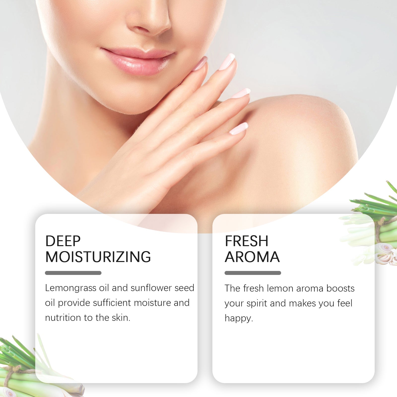 Lemongrass Moisturizing Oil, Daily Massage Body Skin Soothing Nourishing Moisturizing Body Care Oil - Korvel
