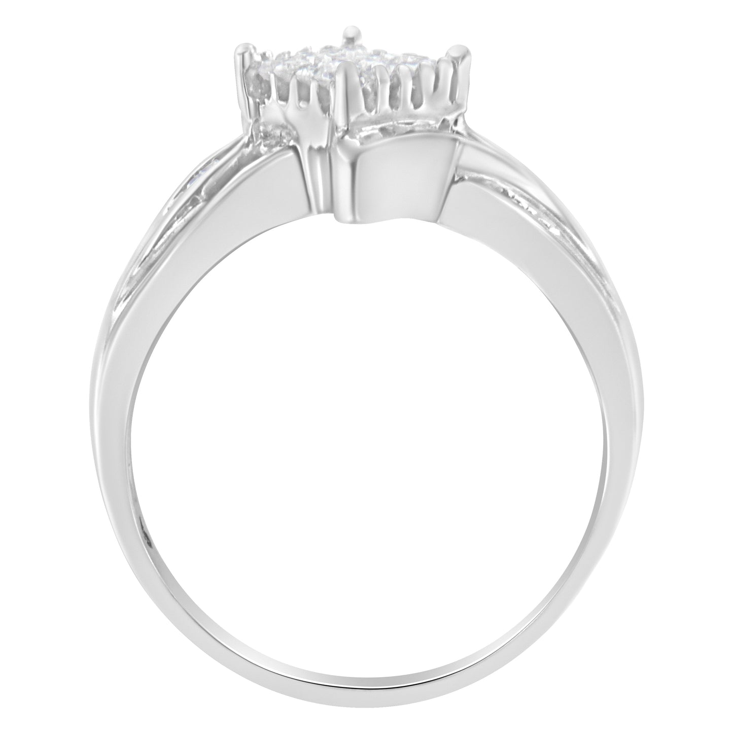 10K White Gold 1/3 Cttw Diamond Bypass Cocktail Ring - Size 4