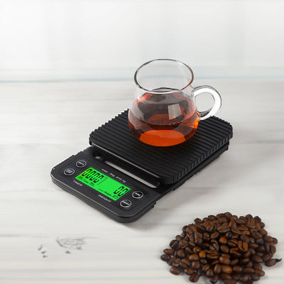 Digital kitchen coffee scale with timer, high - precision LCD, 5kg/0.1g - Korvel