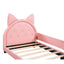 Twin Size Upholstered Daybed with Carton Ears Shaped Headboard  Pink - Korvel