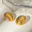18K Gold-Plated Stainless Steel Ribbed Earrings - Korvel