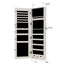 Mirror jewelry cabinet, 47.2-inch large capacity lockable jewelry organizer, wall mounted mirror, with white jewelry storage - Korvel