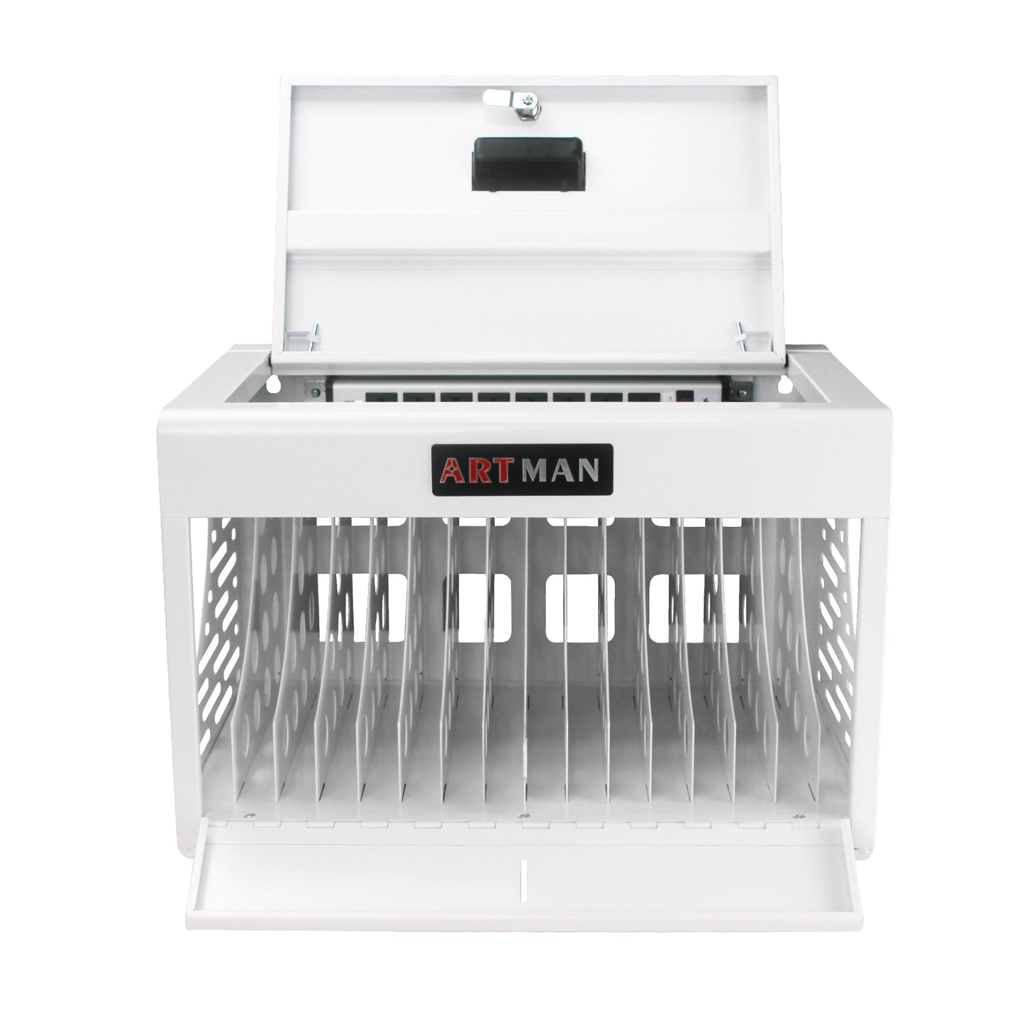 16 Bay Locking Charging Cabinet for Laptops and Chromebooks - White