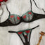 Conjunto de Tanga de Bordado de Malla Elegante para Mujeres