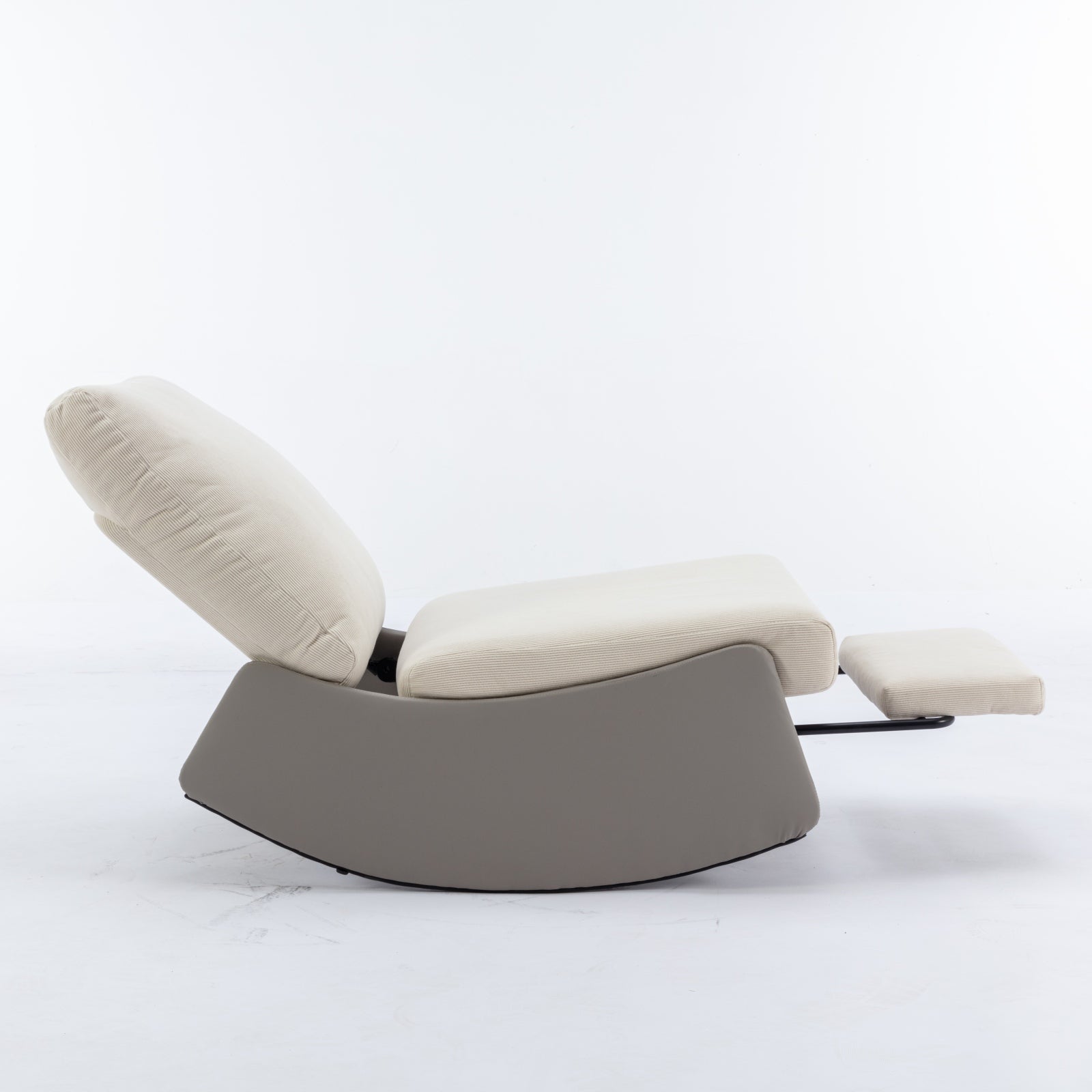 Modern rocking chair recliner, comfortable cushioned recliner with footstool, gray - Korvel
