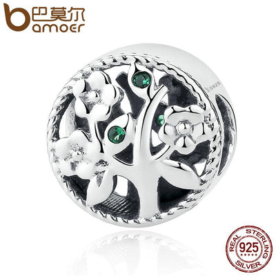 BAMOER 925 Sterling Silver Tree of Life Bead Charms fit Bracelets SCC115 - Korvel