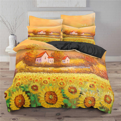 Sunflower 3D digital print set of 3 pieces/2 pieces - Korvel