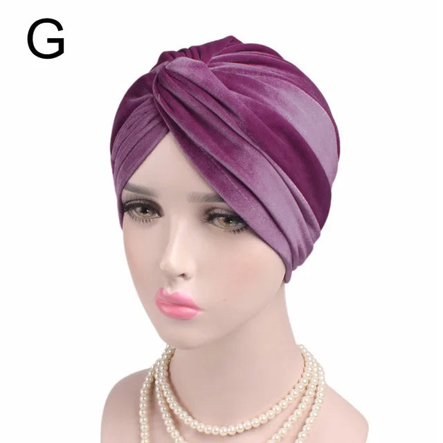 Women Velvet Turban Hat Headband Muslim Hijab Caps Female Soft Bandana Headband Hijabs Head Wrap Hair Accessories Supplies - Korvel