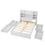 Multi-functional Full Size Bed Frame with 4 Under-bed Portable Storage Drawers and Multi-tier Bedside Storage Shelves White - Korvel