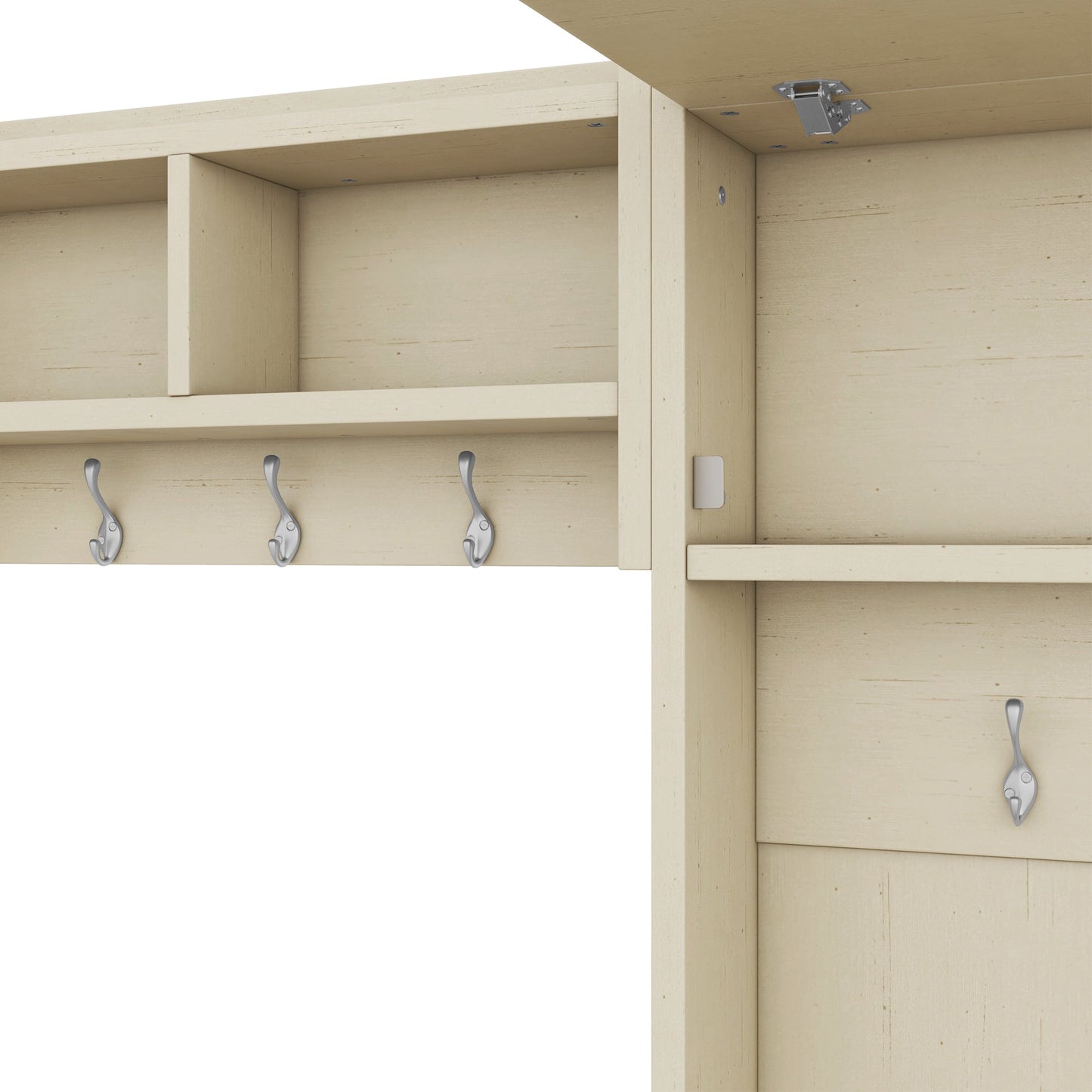 Four in one detachable hall tree with drawers and cabinets, 7 hooks, multifunctional corridor hangers, antique beige shoe stools - Korvel